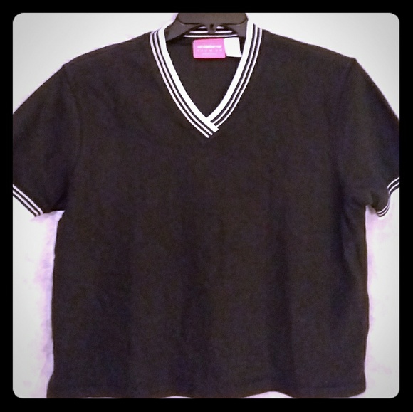 Liz Claiborne Liz & Co. Womens V-Neck Black Shirt - Picture 1 of 3